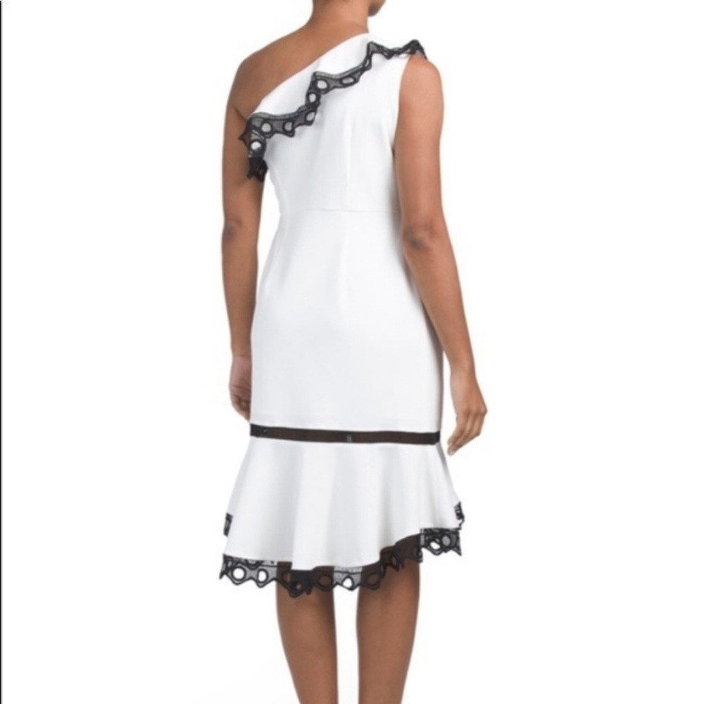 Nanette Lepore White One Shoulder Black Lace Dress - Picture 2 of 11